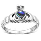 Abalone Shell Irish Claddagh Silver Ring