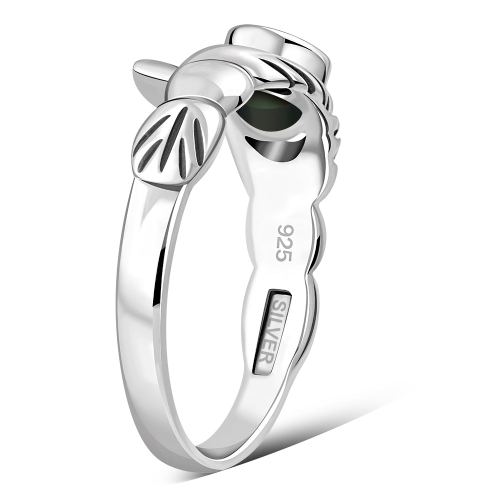 Abalone Shell Irish Claddagh Silver Ring