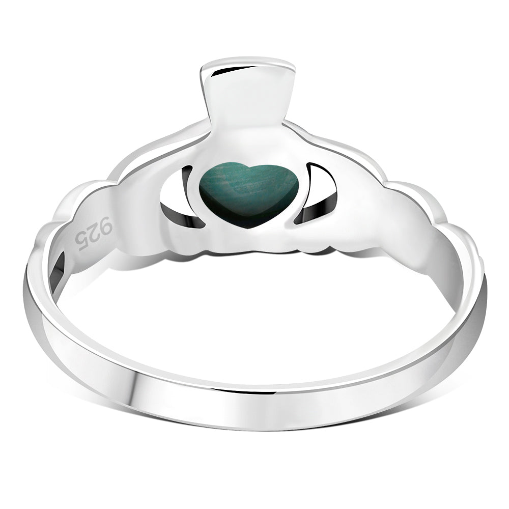 Turquoise Irish Claddagh Silver Ring