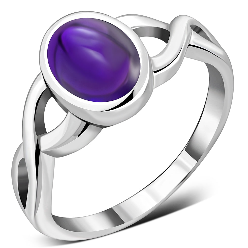 Amethyst Stone Celtic Silver Ring