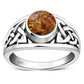 Baltic Amber Celtic Knot Silver Ring