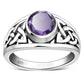 Amethyst Stone Celtic Knot Silver Ring