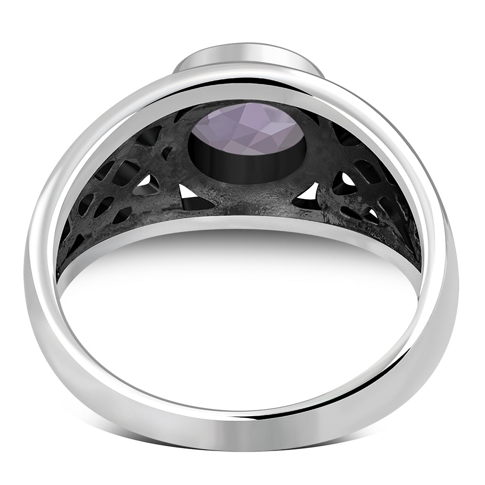 Amethyst Stone Celtic Knot Silver Ring