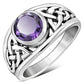 Amethyst Stone Celtic Knot Silver Ring