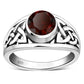 Garnet Stone Celtic Knot Silver Ring