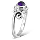 Amethyst Stone Spiral Silver Ring