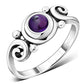 Amethyst Stone Spiral Silver Ring