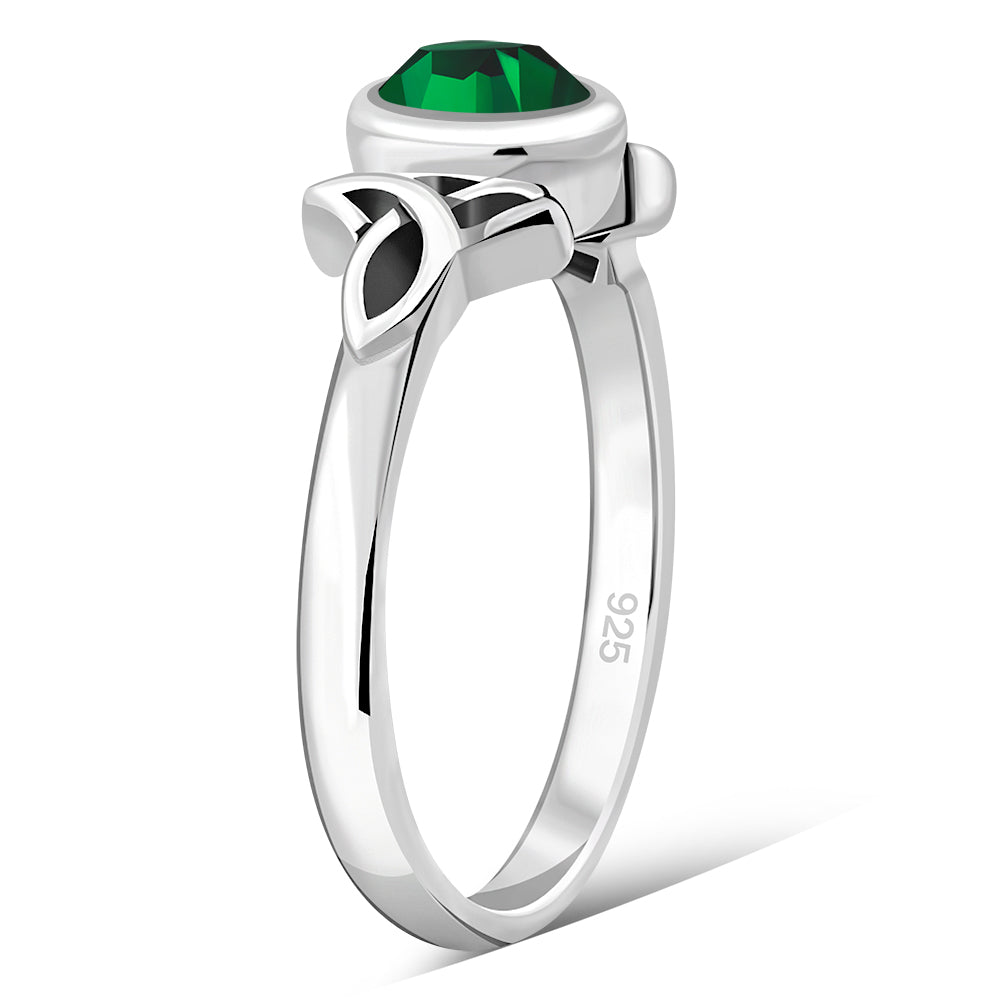 Thin Solid Silver Celtic set w/ Green CZ Ring