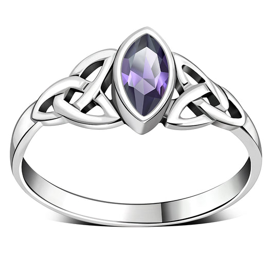 Silver Celtic Ring set w/ Amethyst Stone