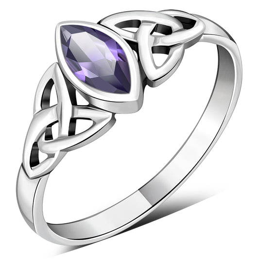 Silver Celtic Ring set w/ Amethyst Stone