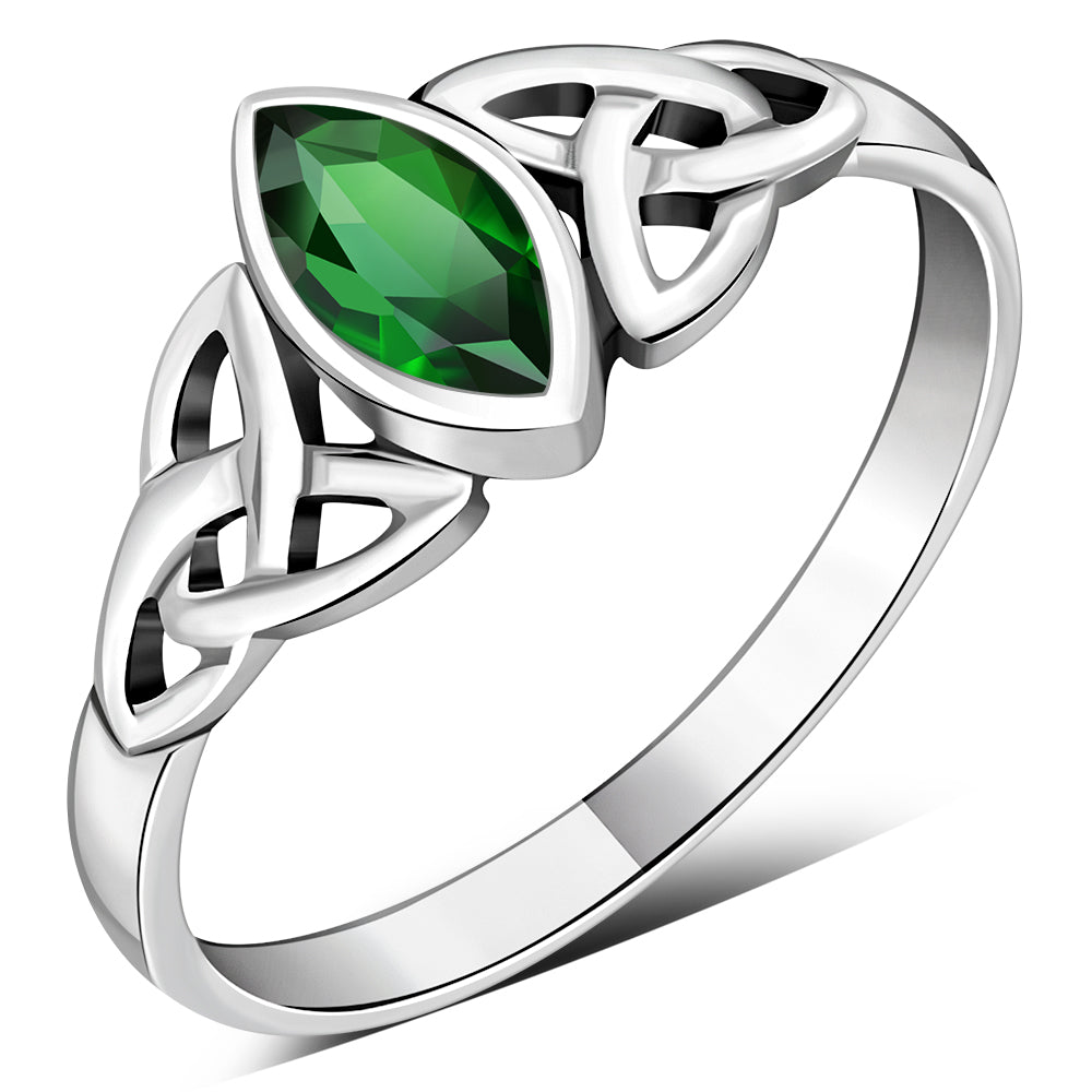 Silver Celtic Ring set w/ Green CZ