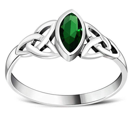 Silver Celtic Ring set w/ Green CZ