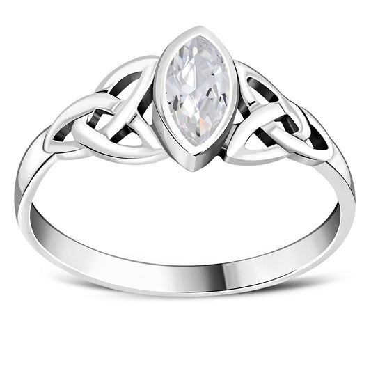 Silver Celtic Ring set w/ Clear CZ