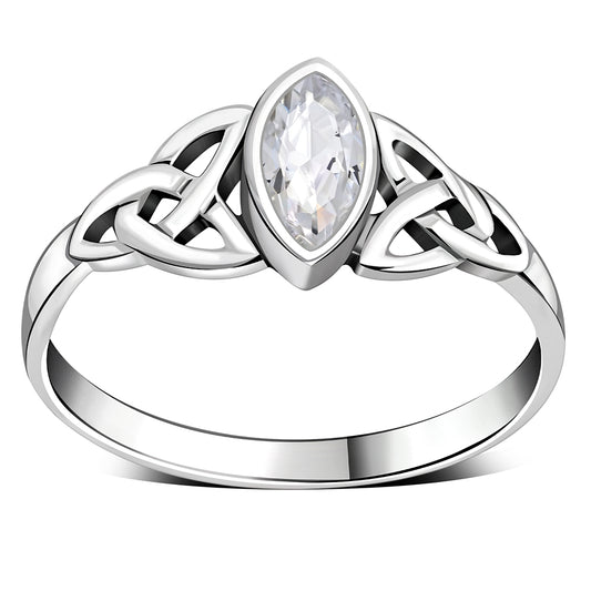 Silver Celtic Ring set w/ Clear CZ