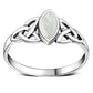 Mother of Pearl Shell Celtic Trinity Knot Silver Ring