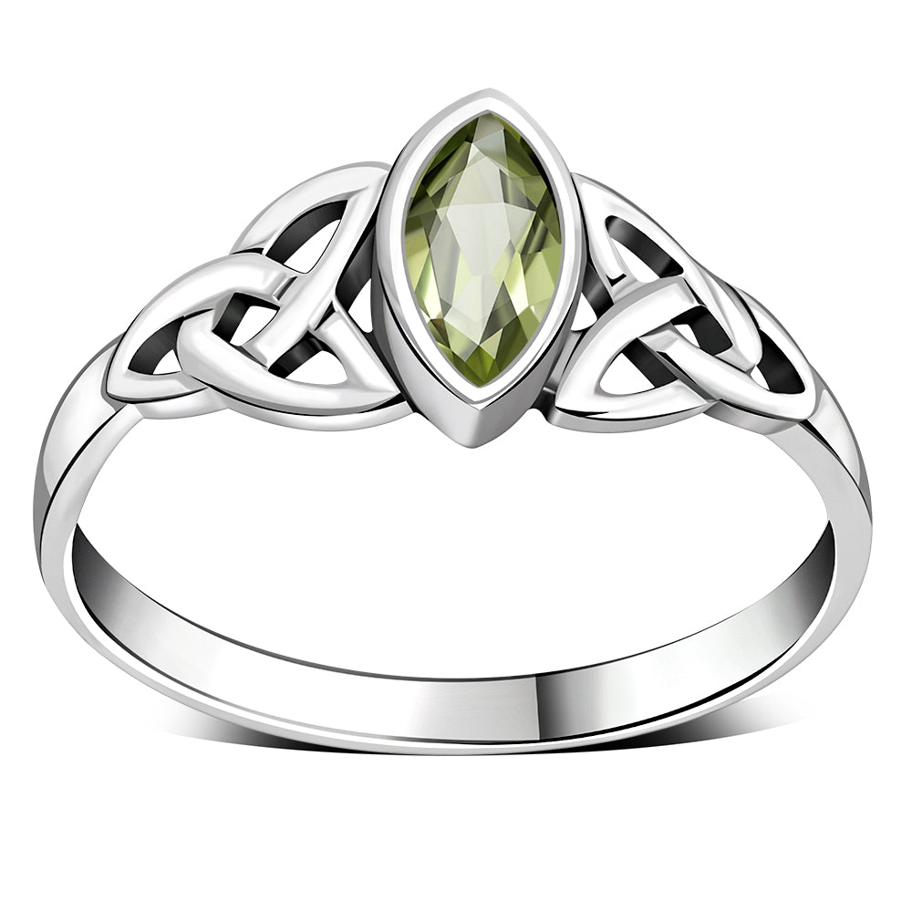 Silver Celtic Ring set w/ Peridot Stone