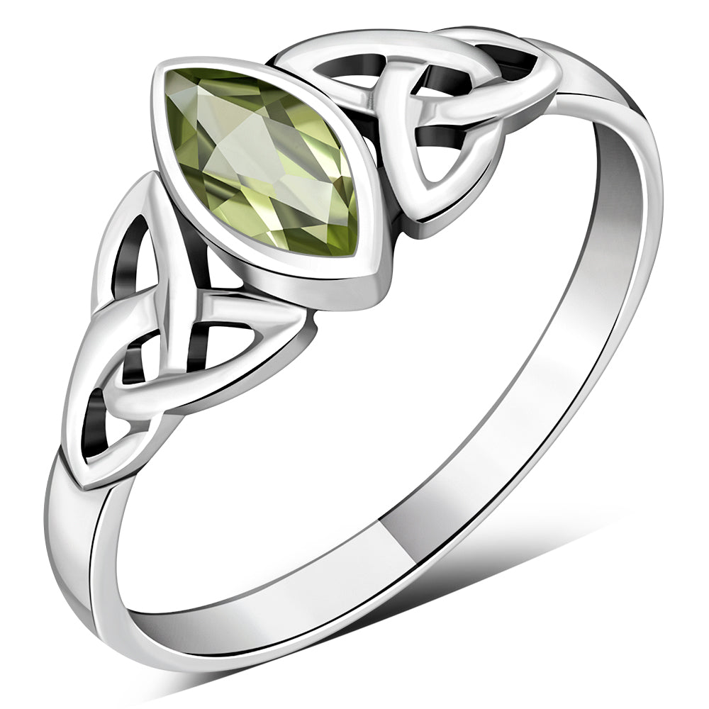 Silver Celtic Ring set w/ Peridot Stone