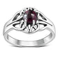 Garnet Stone Solitaire Celtic Knot Silver Ring