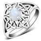 Rainbow Moonstone Celtic Knot Silver Ring