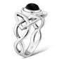 Trinity Knot Black Onyx Silver Ring