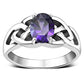 Amethyst CZ Celtic Knot Silver Ring