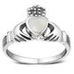 Irish Claddagh Sterling Silver Ring w/ Mother of Pearl