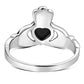 Irish Claddagh Sterling Silver Ring w/ Black Onyx