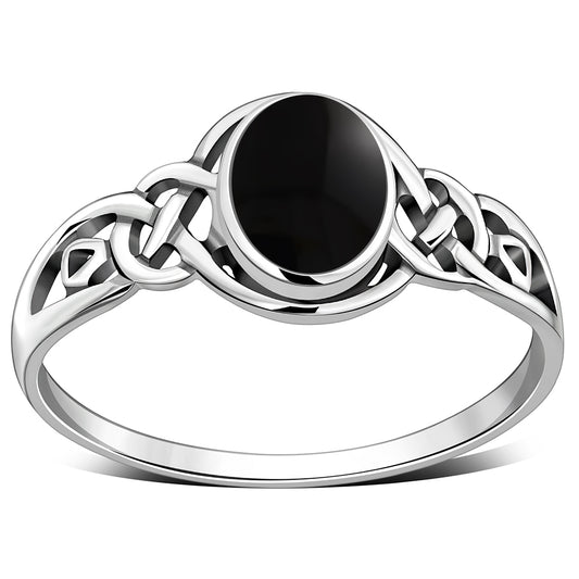 Celtic Stone Silver Ring w/ Black Onyx