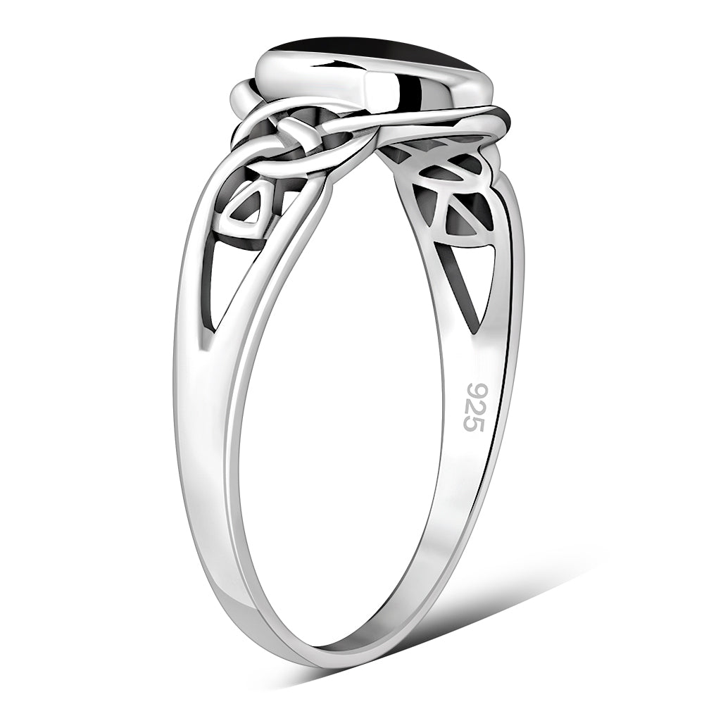 Celtic Stone Silver Ring w/ Black Onyx