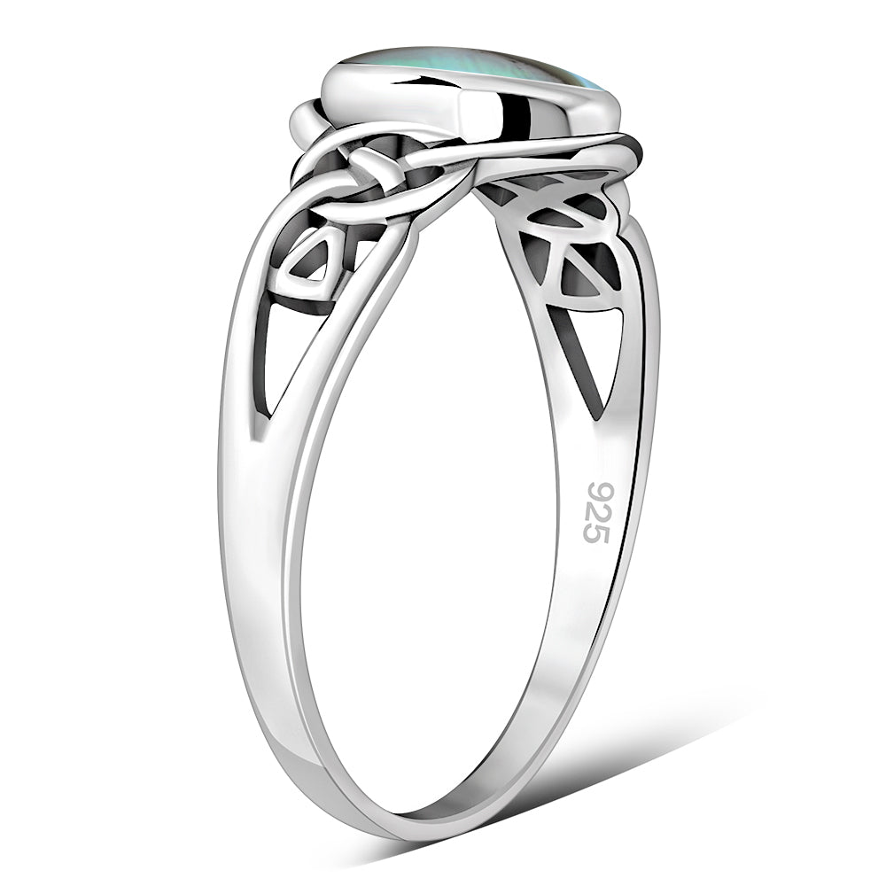 Celtic Silver Ring w/ Abalone Sea Shell