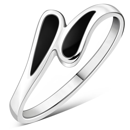 Black Onyx Sterling Silver Drops Ring