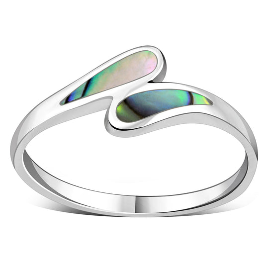 Abalone Shell Silver Drops Ring