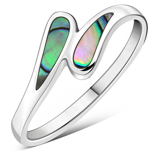 Abalone Shell Silver Drops Ring