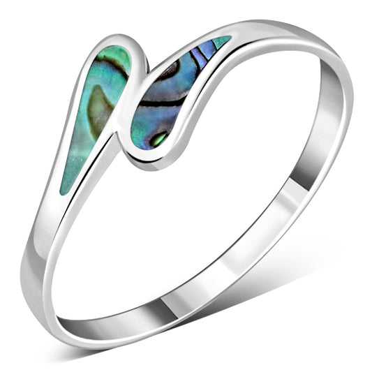 Abalone Shell Silver Drops Ring