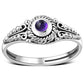 Ethnic Style Amethyst Stone Silver Ring