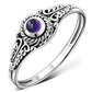 Ethnic Style Amethyst Stone Silver Ring