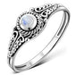 Ethnic Style Rainbow Moonstone Silver Ring