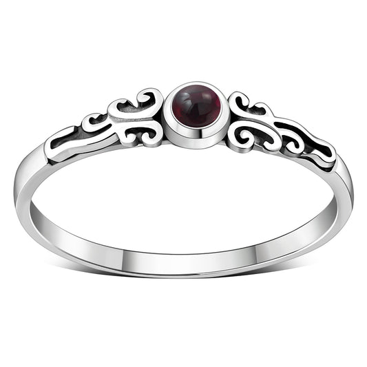 Garnet Stone Sterling Silver Ring