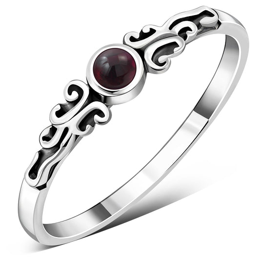 Garnet Stone Sterling Silver Ring