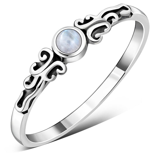 Rainbow Moonstone Sterling Silver Ring