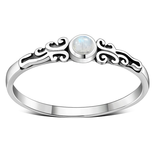Rainbow Moonstone Sterling Silver Ring