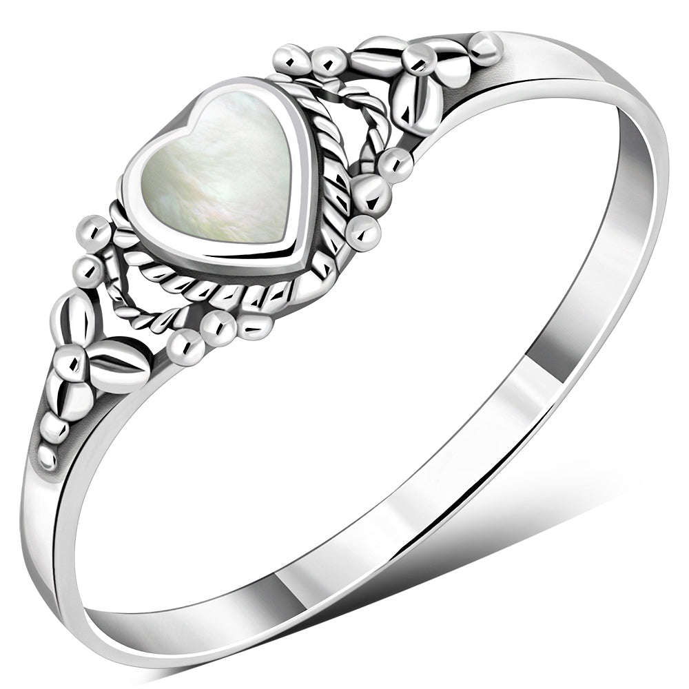 Heart Mother of Pearl Silver Ring