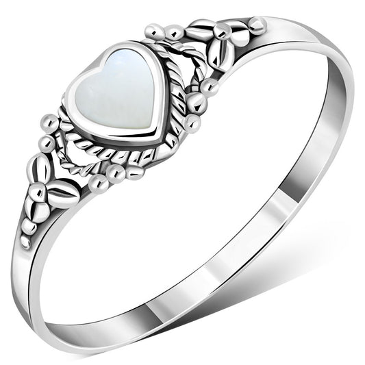 Heart Mother of Pearl Silver Ring