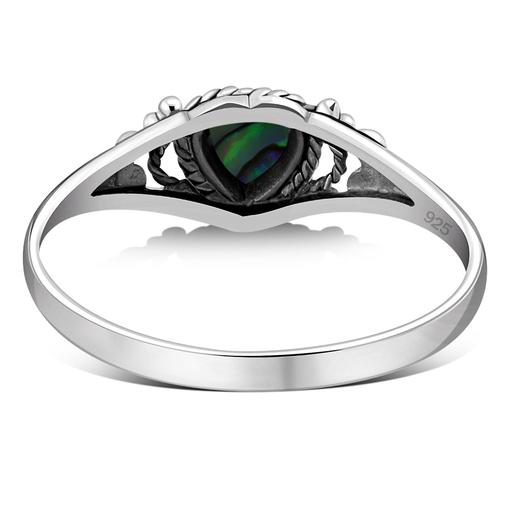 Heart Abalone Sea Shell Silver Ring