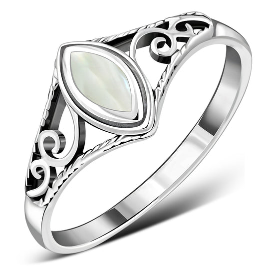 Ethnic Mother of Pearl Silver Ring
