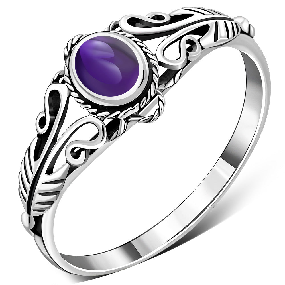 Ethnic Amethyst Stone Sterling Silver Ring