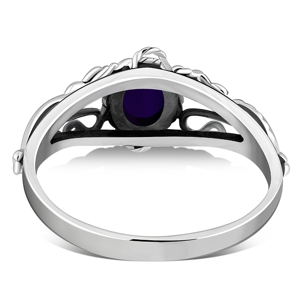 Ethnic Amethyst Stone Sterling Silver Ring