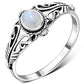 Ethnic Rainbow Moon Stone Silver Ring