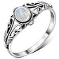 Ethnic Rainbow Moon Stone Silver Ring