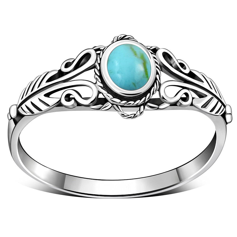 Ethnic Turquoise Solid Silver Ring